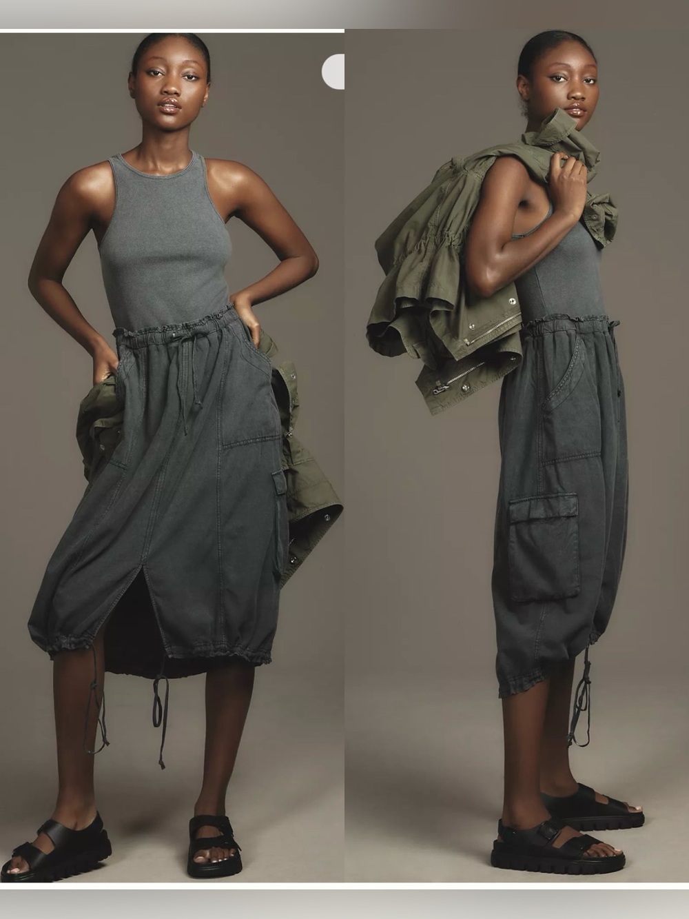 Anthropologie Daily Practice High-Neck Tank Twofer Midi Dress , size S